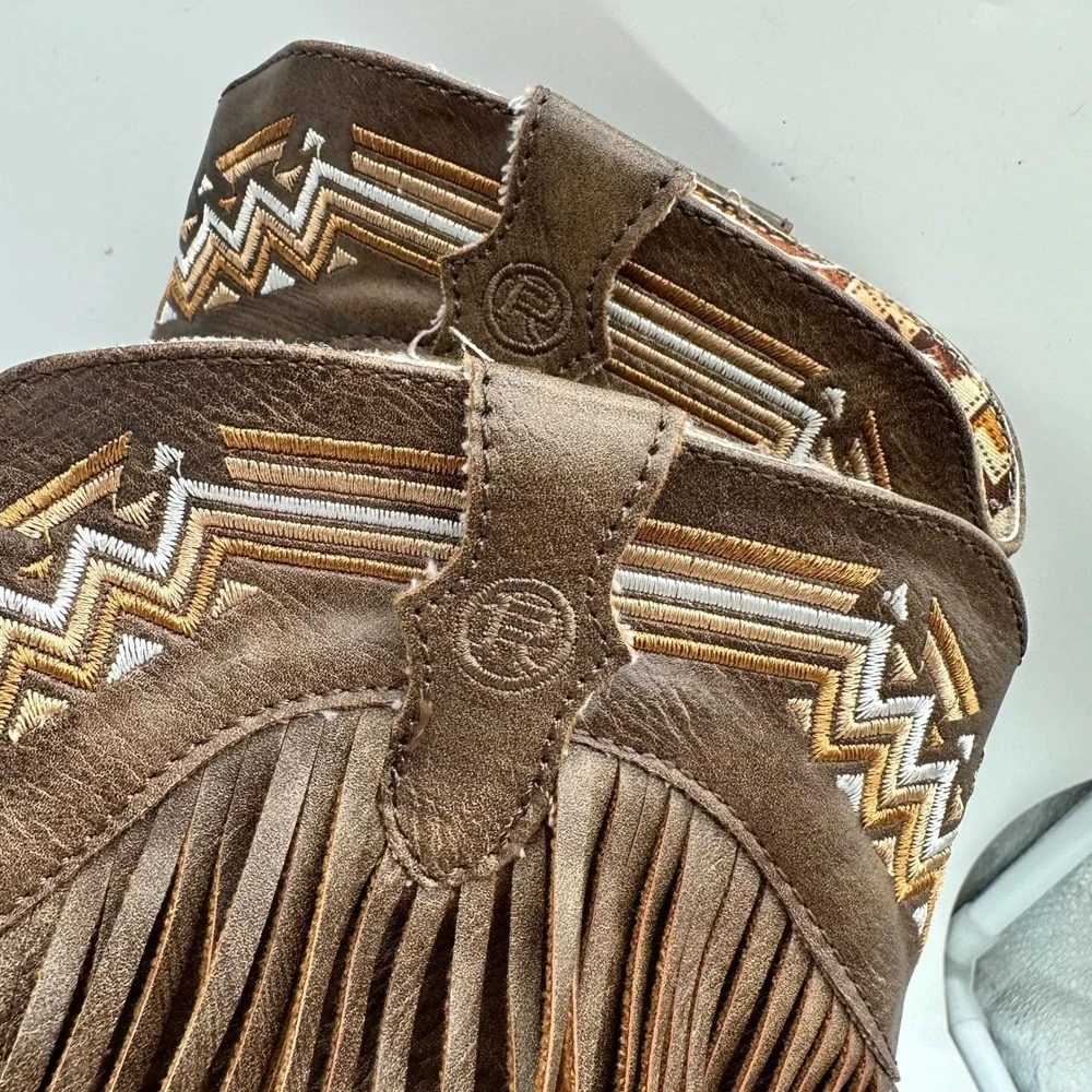 Roper Little Kids Girls Brown Faux Leather Fringe Cowboy Boots Western Size 3